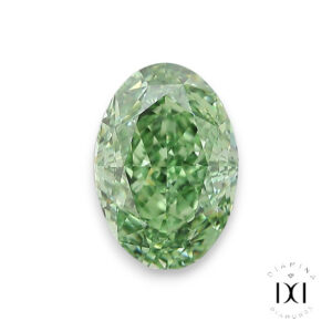 Green oval shape lab-grown diamond